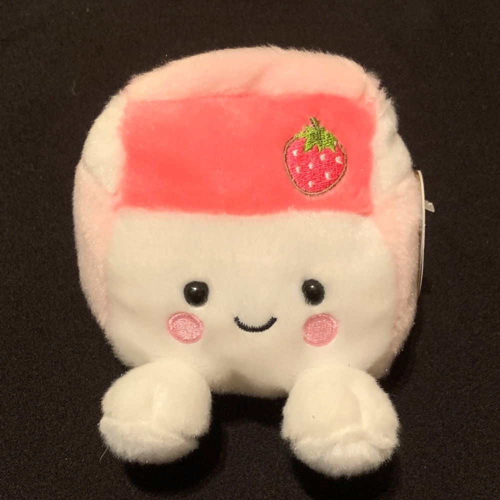 NWT Original Palm Pals Strawberry Milk Carton Mini Plush Toy 4”